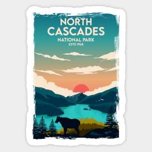 North Cascades National Park Travel Poster Sticker